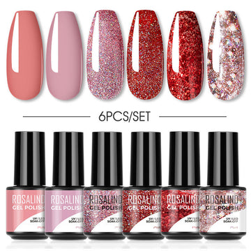 ROSALIND Flash Deal Mini Soak Off Gel Polish Set 6PCS Set Bright For Nail Art Design LED/UV Lamp